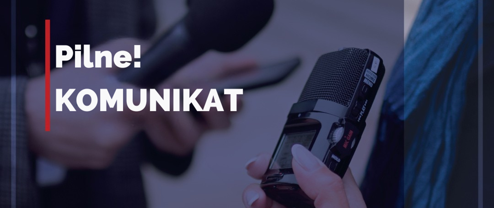 Grafika: "Pilne! Komunikat" Łódzkiego Urzędu Wojewódzkiego w Łodzi