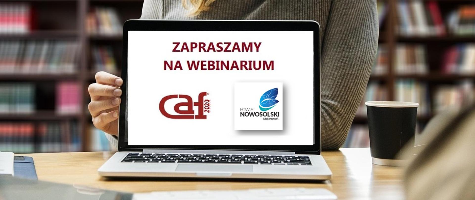 Zapraszamy na webinarium logo CAF i Powiatu Nowosolskiego