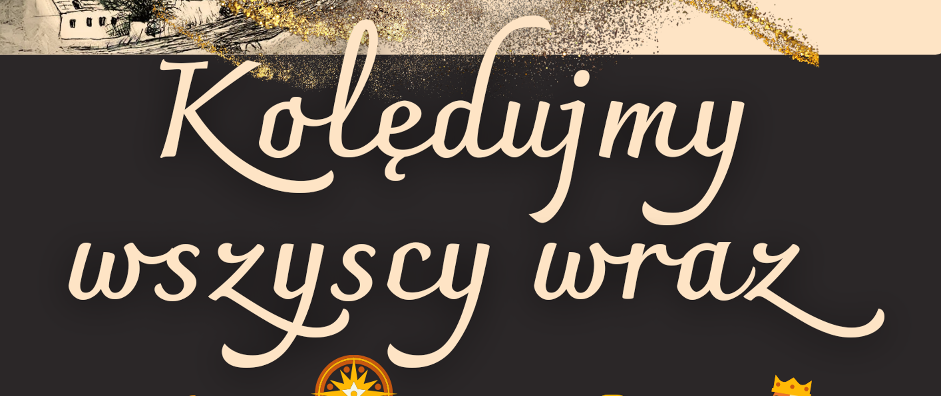 Plakat na kolorowym tle ze szczegółową informacją tekstową koncertu " Kolędujmy wszyscy wraz ", który odbędzie się 15 grudnia 2023 o godz. 18:00 w sali widowiskowej MGOK w Bystrzycy Kłodzkiej