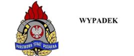 Po lewej logo PSP, po prawej napis wypadek