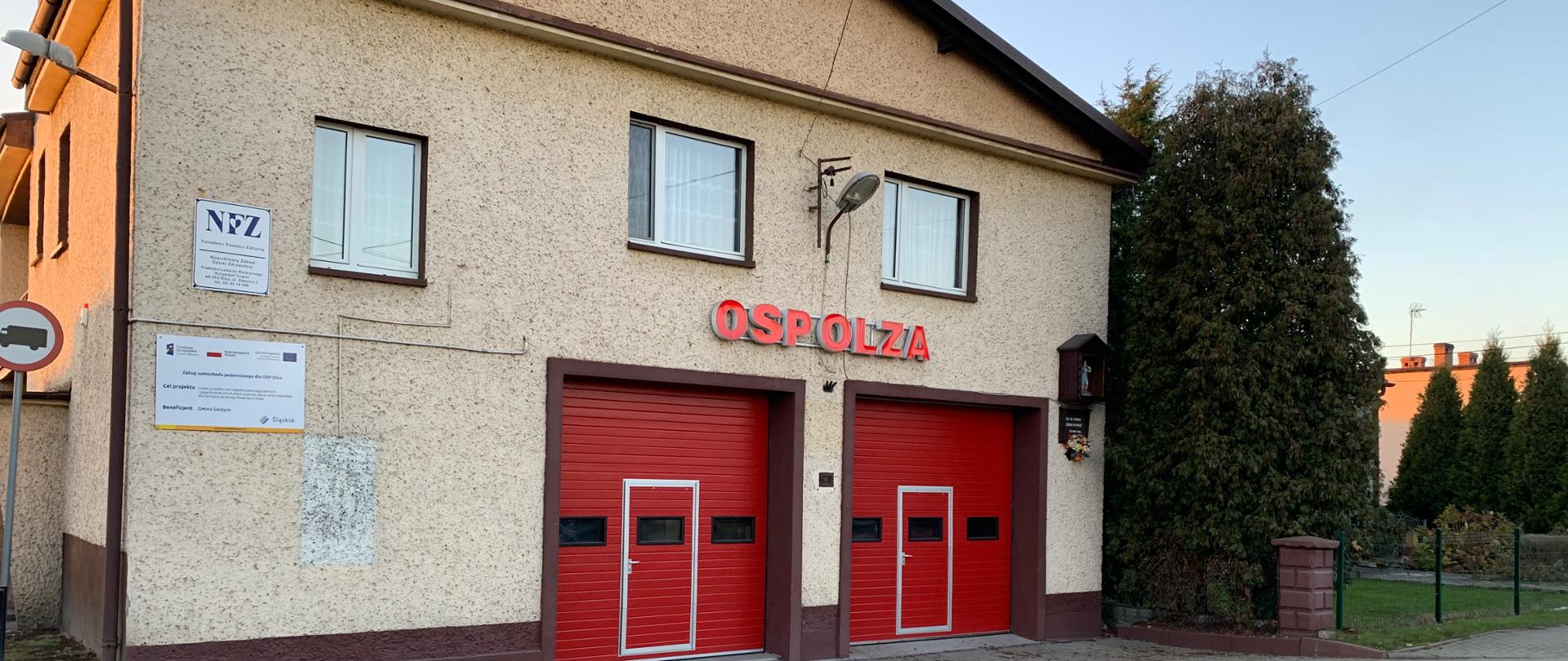 Zdjęcie prezentuje budynek jednostki OSP Olza