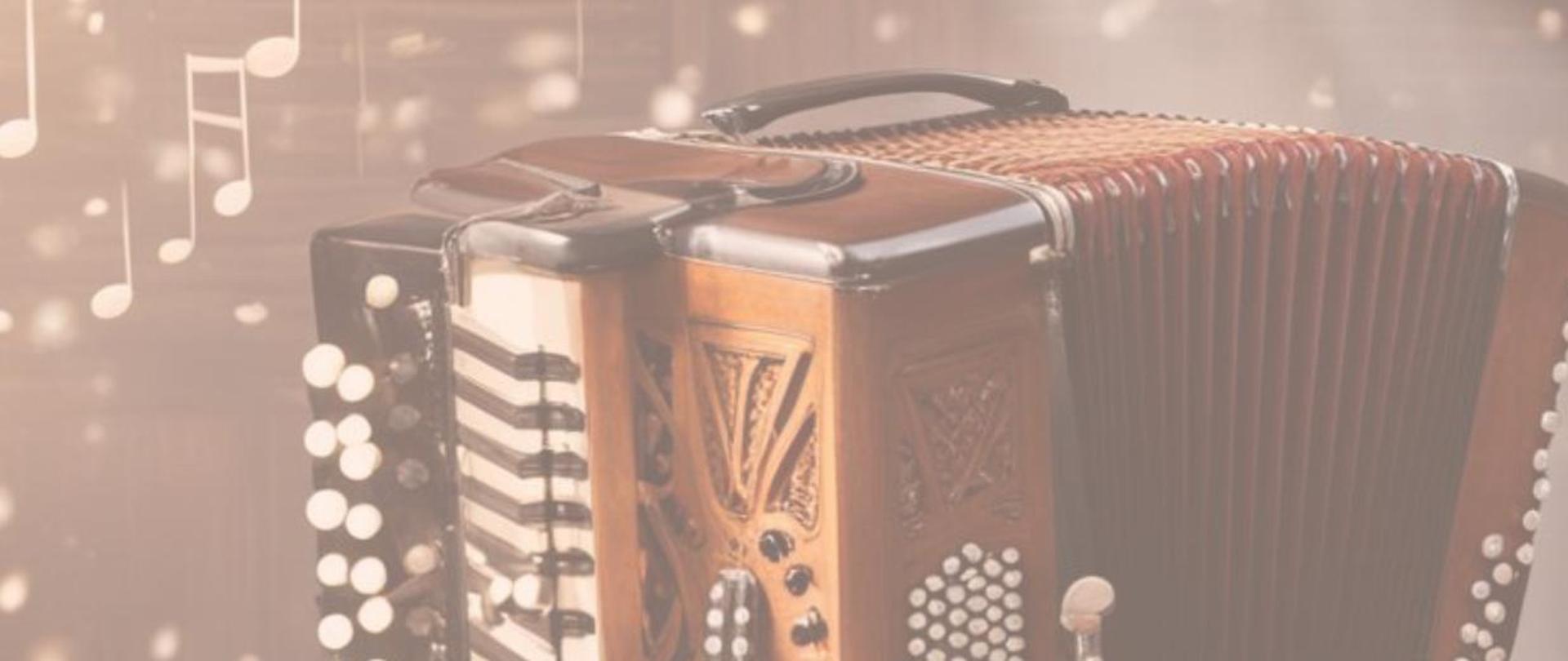 plakat - akordeon na tle jasnobeżowym