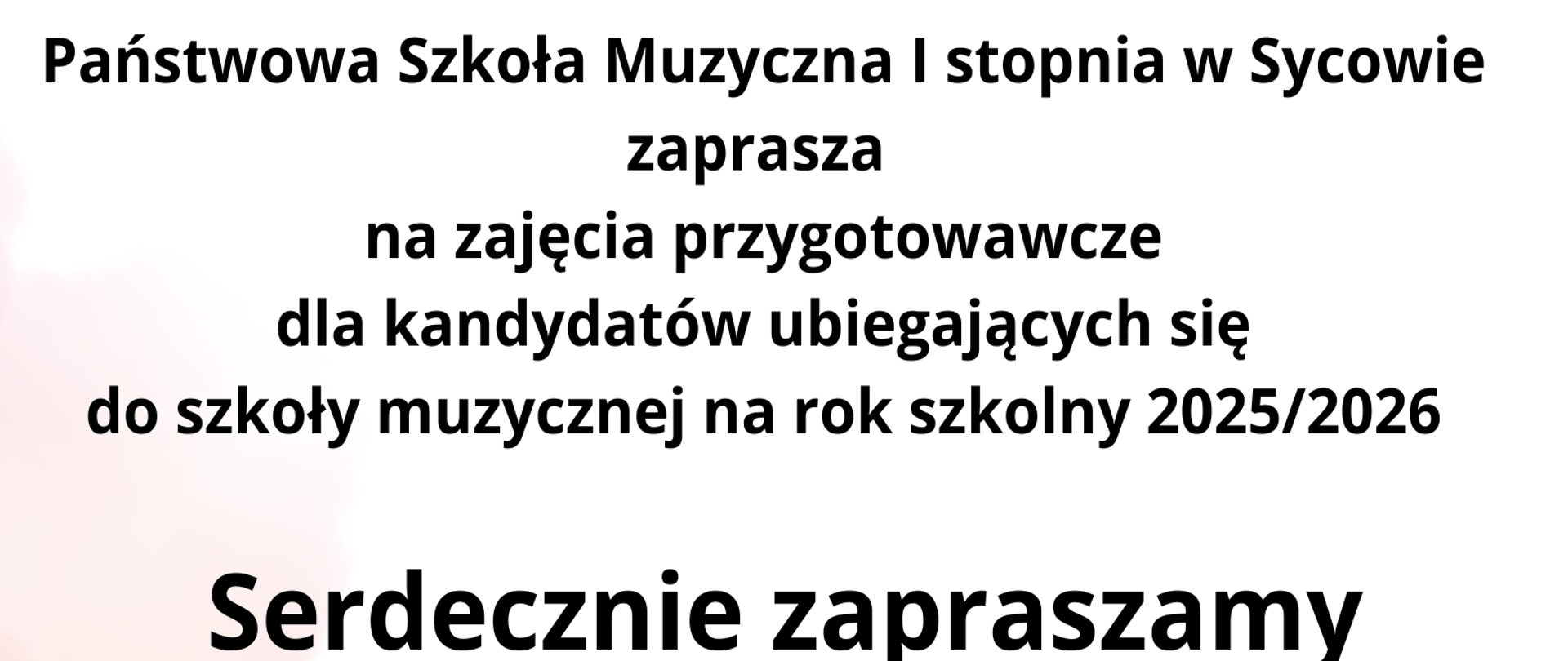 czarne napisy na białym tle z odcieniami błękitu i różu. U dołu grafika imitująca pięciolinię.
