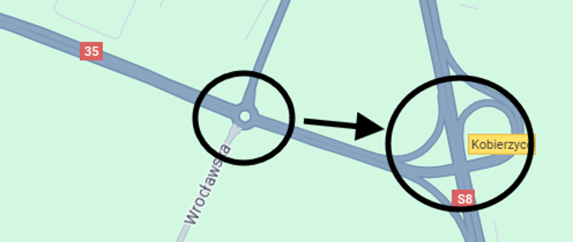 Poglądowa mapka - rondo na DK35 