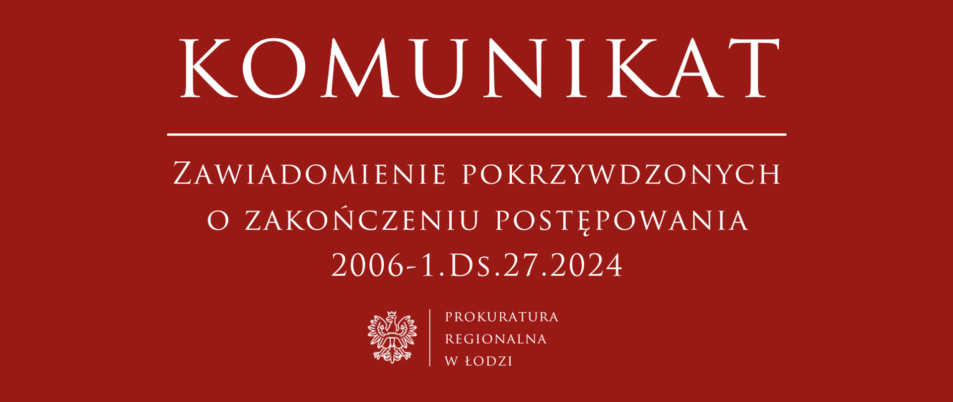 Komunikat Prokuratury Regionalnej w Łodzi 2025-11-19