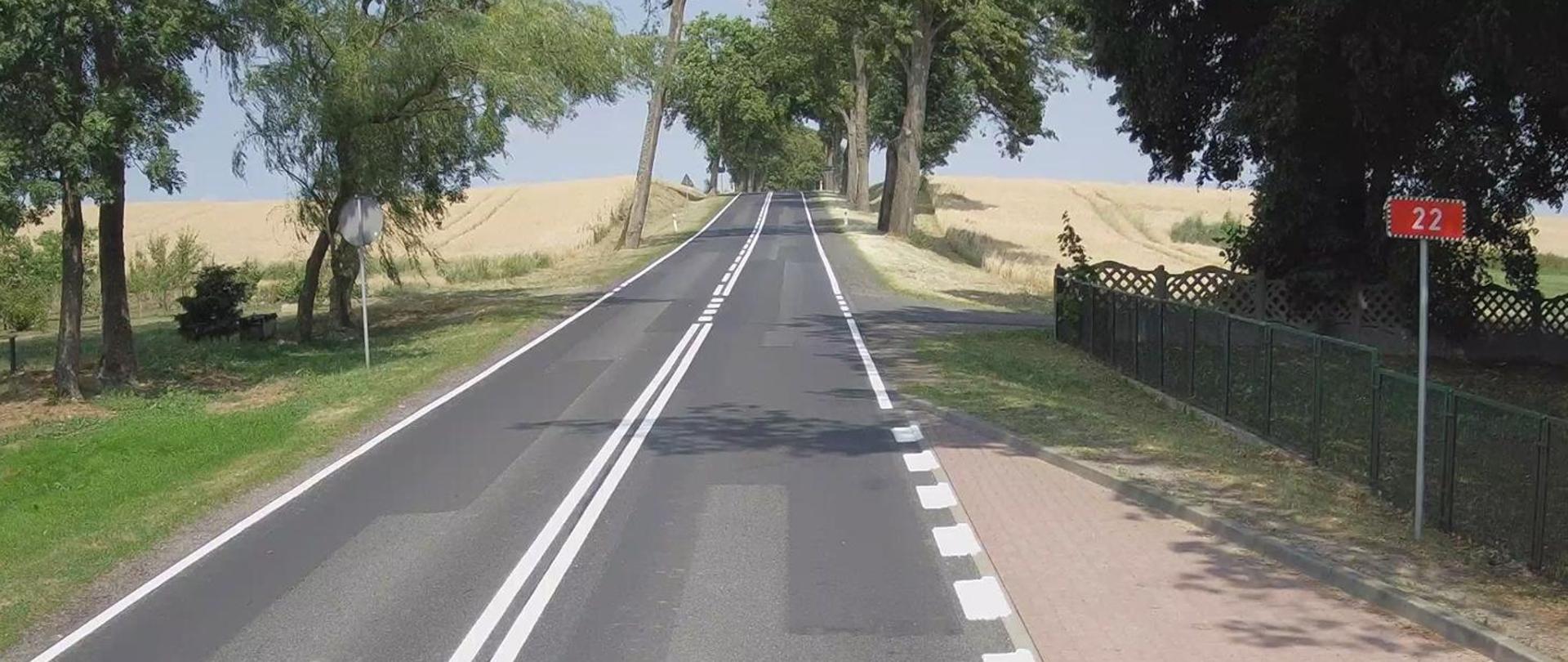 Zdjęcie drogi z widocznym znakiem DK22