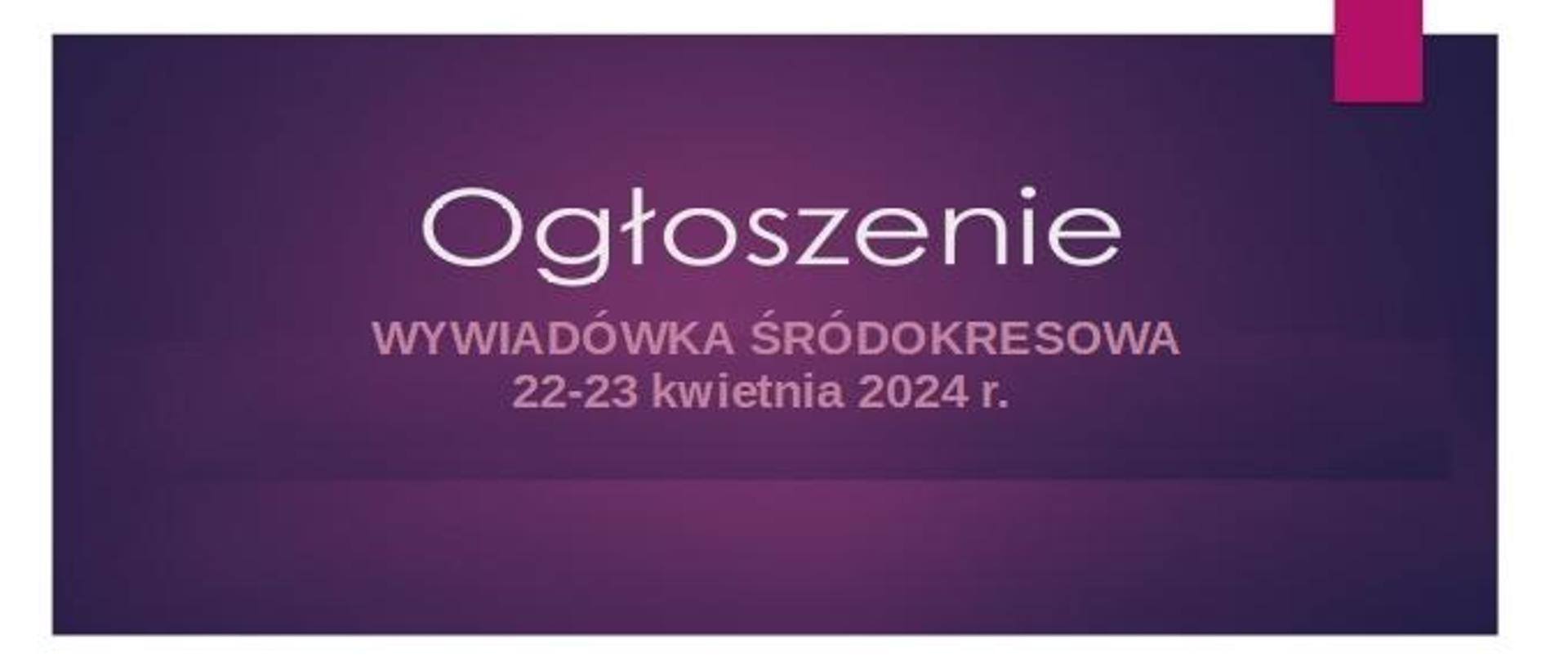 Napis wywiadówka na fioletowym tle