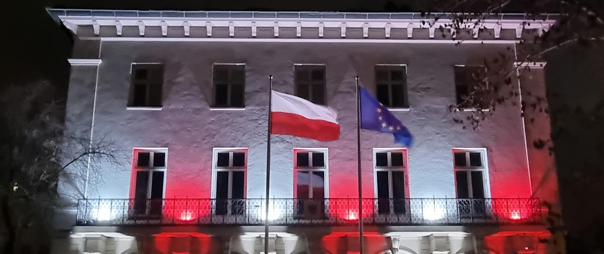 Iluminacja Ambasady RP w Sztokholmie