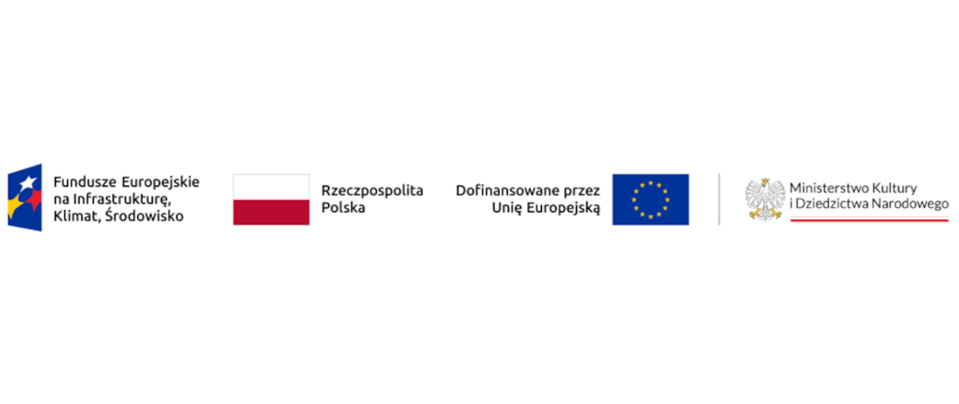 Lista Log Funduszu Europejskiego, Uni Europejskiej, Ministerstwa Kultury i Dziedzictwa Narodowego oraz flaga Polski