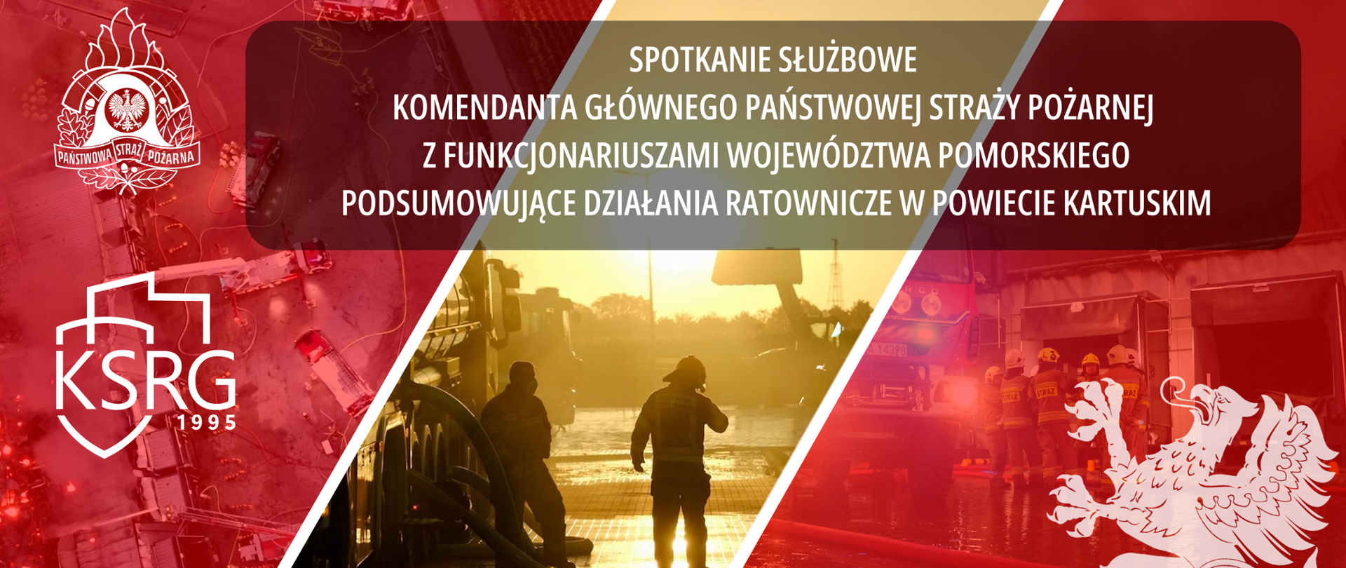 Spotkanie służbowe komendanta Głównego PSP z funkcjonariuszami województwa pomorskiego, podsumowujące działania w powiecie kartuskim. Komendanta głównego PSP reprezentował jego zastępca nadbryg. Józef Galica.