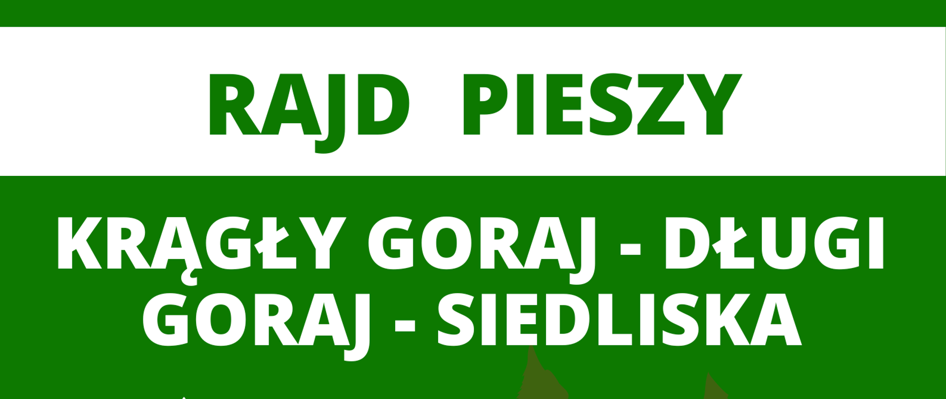 Zielony plakat z ikonografią zwierząt wędrujących po lesie i informacją o organizacji rajdu pieszego w dniu 21 października 2022 r.