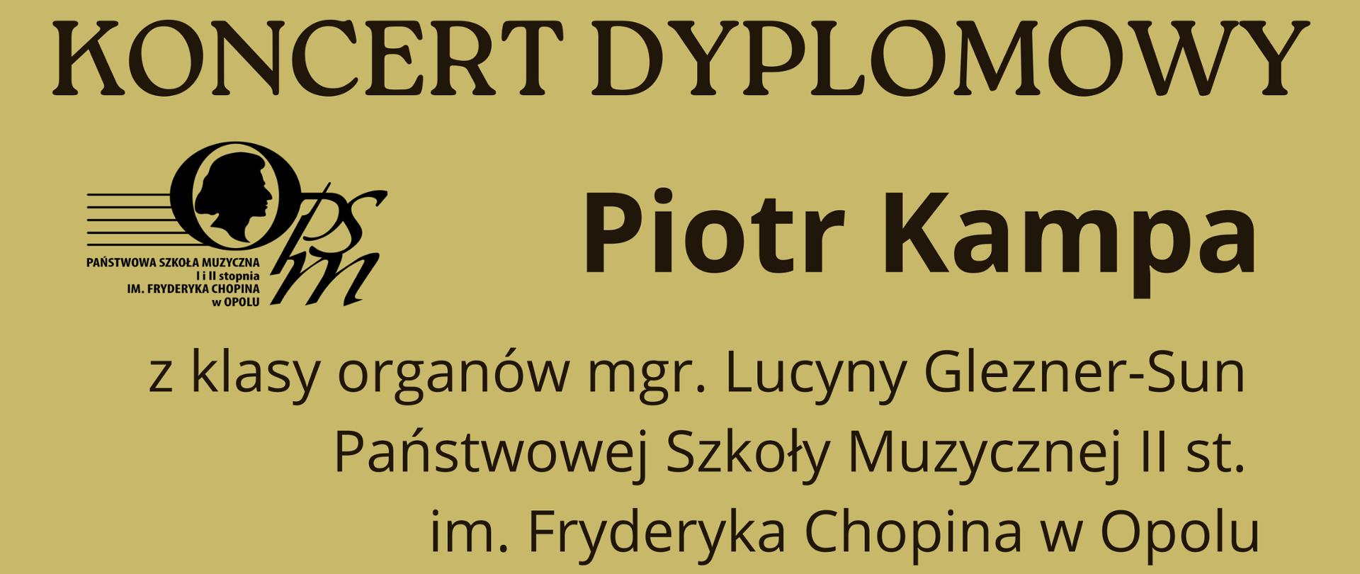 Plakat o jednolitym, zgaszonym złotym tle. Głównym elementem graficznym jest umieszczone w prawym dolnym rogu, odcięte łagodnym łukiem, zdjęcie lśniących, metalowych piszczałek organowych. Lewą stronę i górę zajmują czarne napisy informacyjne. Z tekstem zintegrowano proste, czarne elementy graficzne: logo szkoły muzycznej w lewym górnym rogu oraz ikony pinezki lokalizacyjnej i kalendarza obok miejsca i daty wydarzenia.