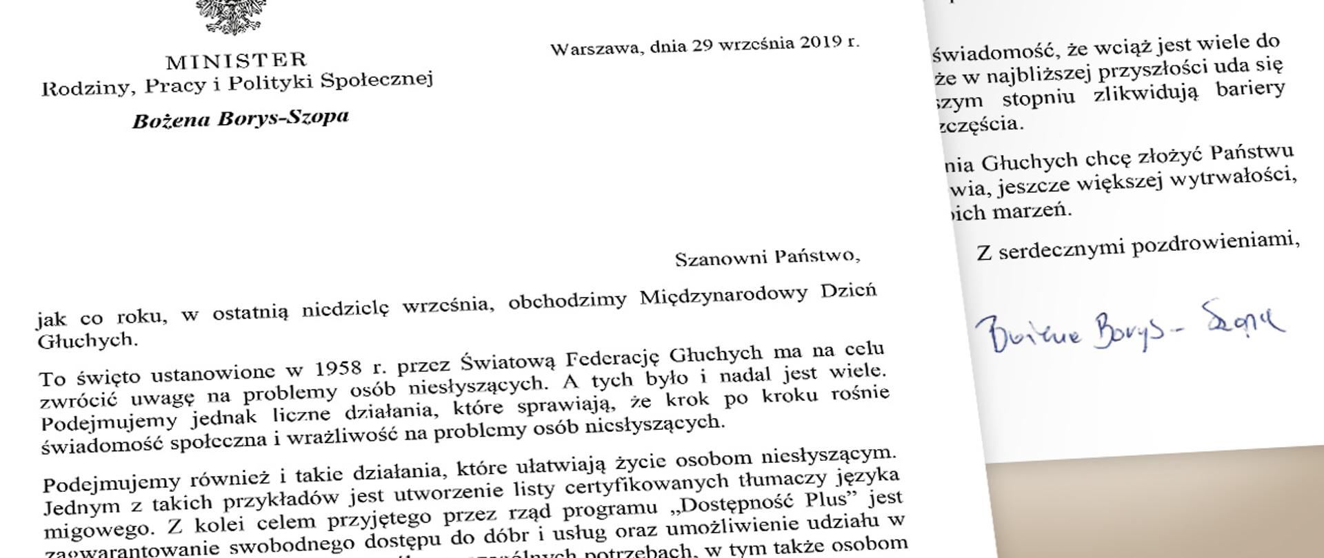 List Bożeny Borys-Szopy