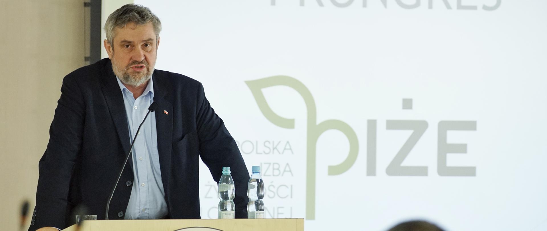 Min. J.K. Ardanowski podczas wypowiedzi na Kongresie