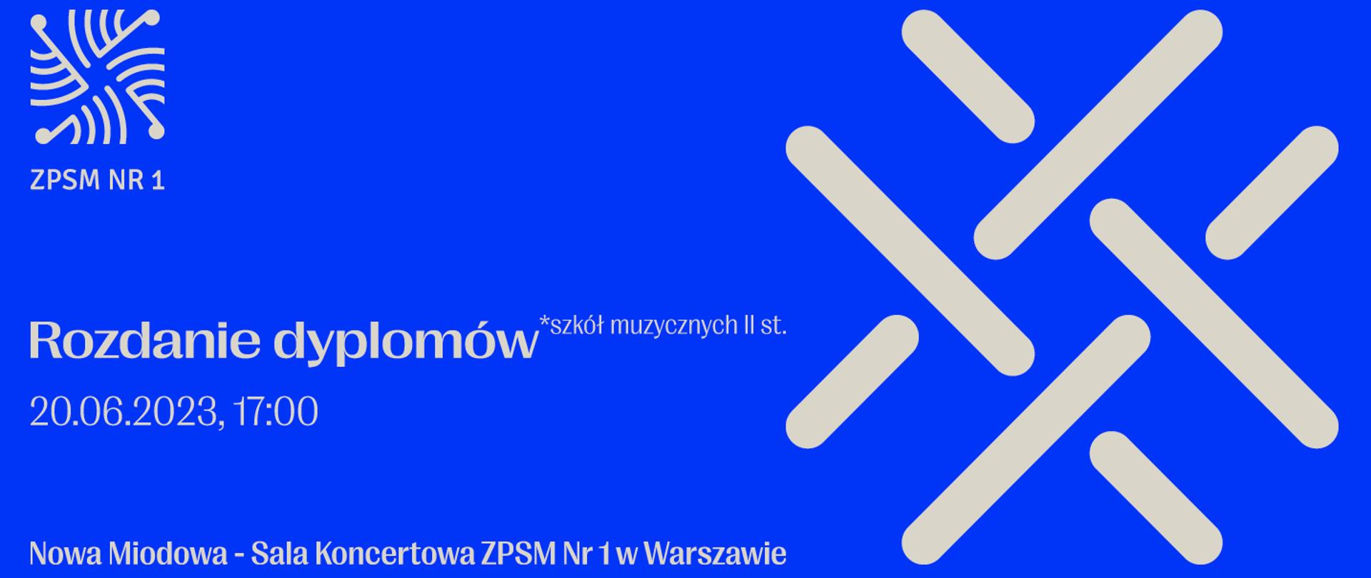 Białe napisy na niebieskim tle