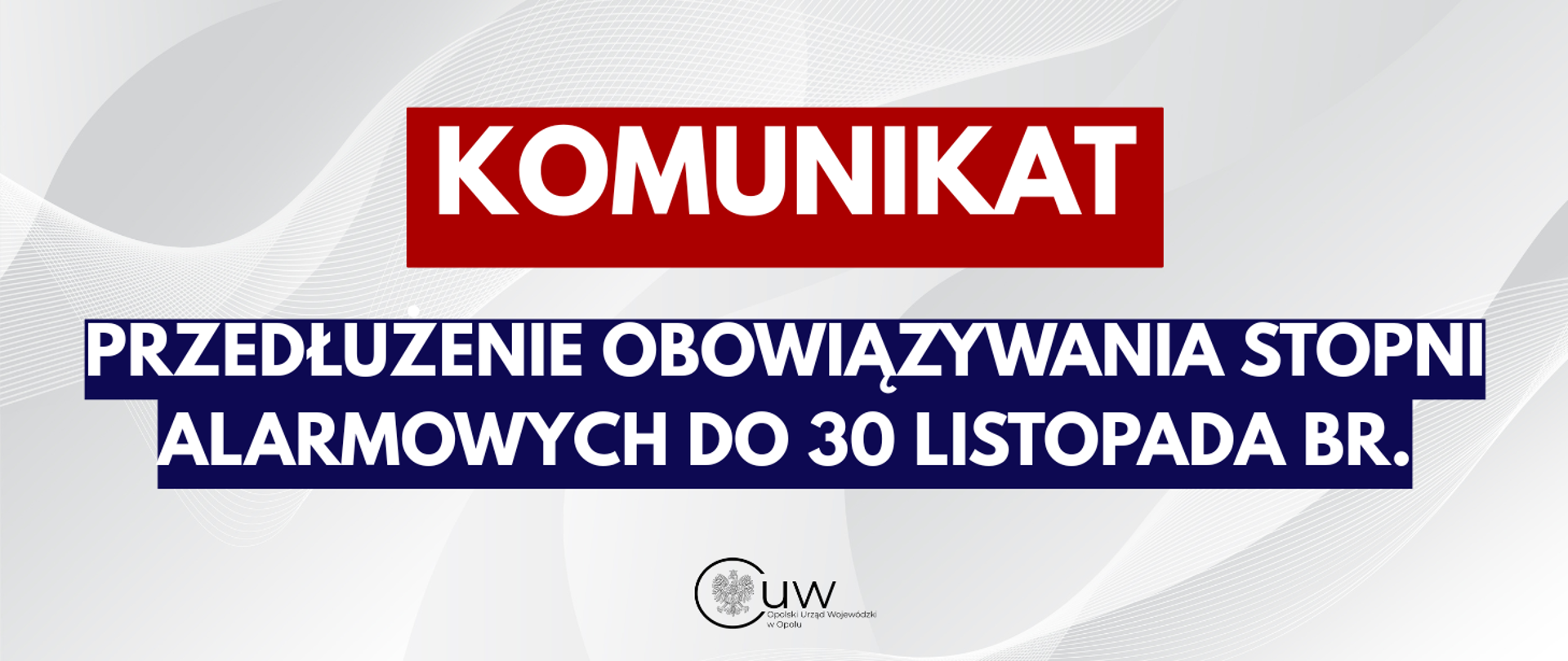 Przedłużenie obowiązywania stopni alarmowych do 30 listopada br.
