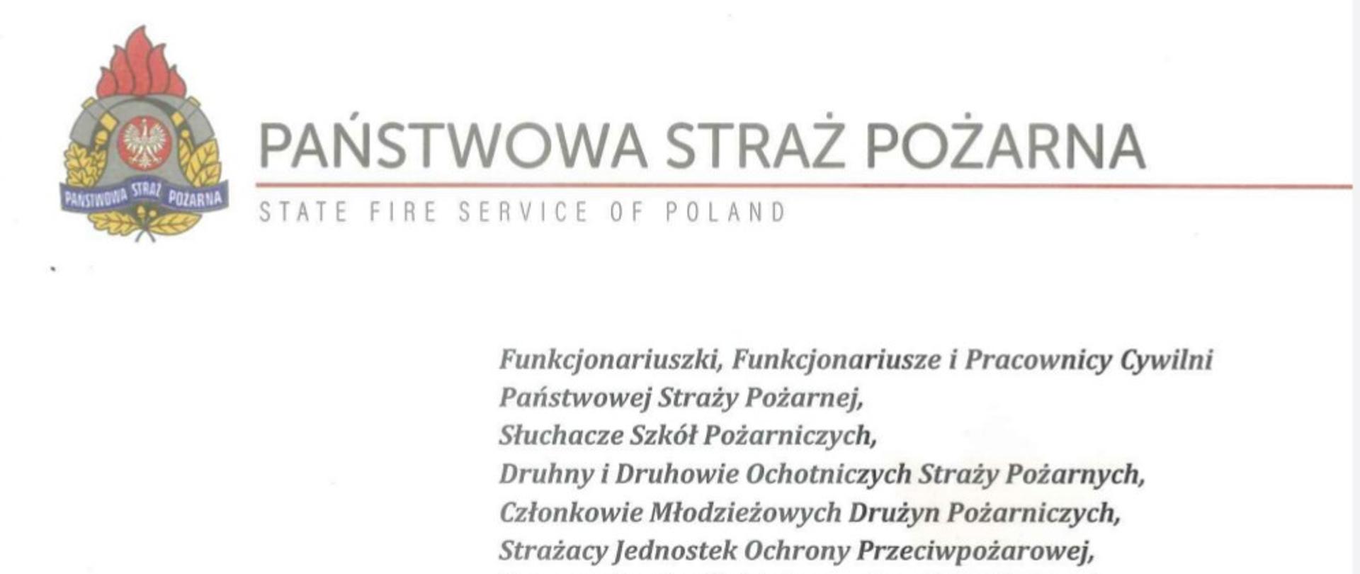 Na zdjęciu znajdują się życzenia Komendanta Głównego PSP