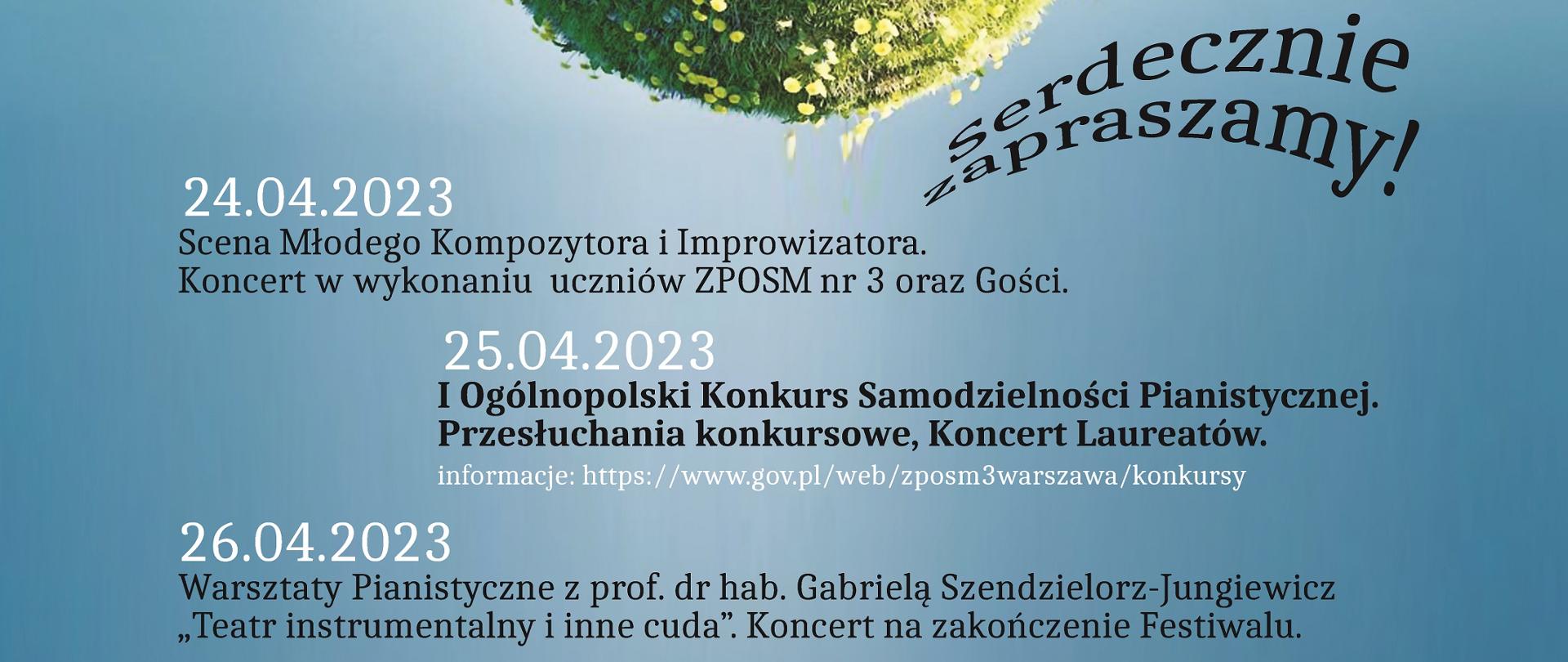 Kolorowy plakat dotyczy : I Ogólnopolski Konkurs Samodzielności Pianistycznej