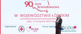Dyrektor Wydziału Zdrowia Łódzkiego Urzędu Wojewódzkiego w Łodzi - Marzena Wochna podczas przemówienia 