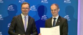 Na zdjęciu widać Wiceprezesa Narodowego Funduszu Ochrony Środowiska i Gospodarki Wodnej Sławomira Mazurka oraz Zastępcę Dyrektora Departamentu Środowiska Urzędu Marszałkowskiego Województwa Małopolskiego Tomasza Pietrusiaka
