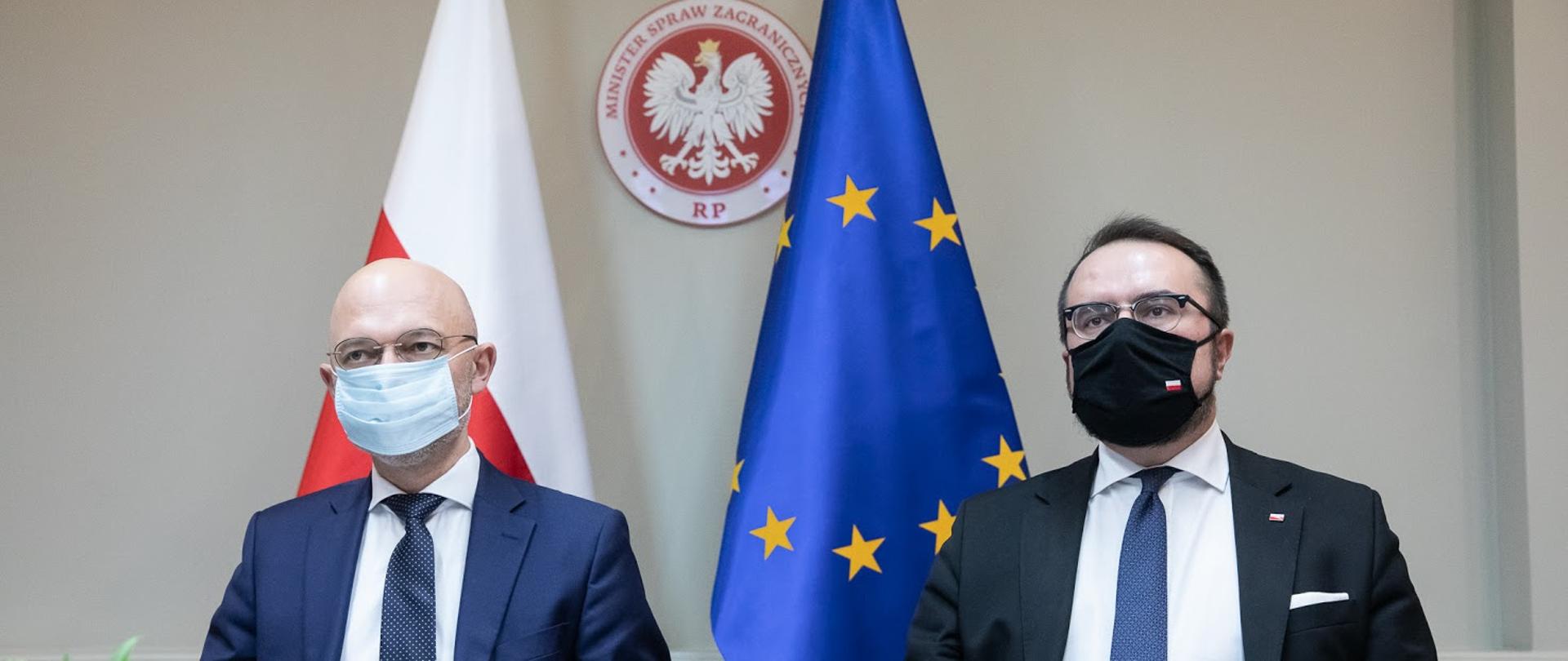 2020.10.30 Warszawa . Minister Pawel Jablonski . Minister Michal Kurtyka . Wideokonferencja kandydata Polski na SG OECD .Fot. Tymon Markowski / MSZ