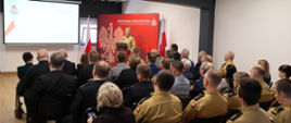 Wystąpienie Komendanta Miejskiego PSP w Gliwicach podczas narady