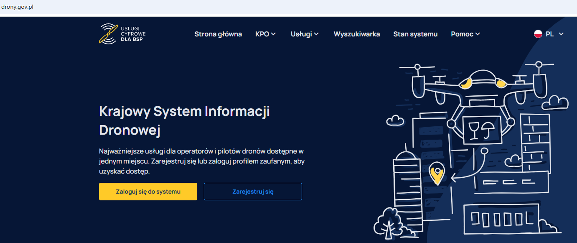 screenshot from the website drony.gov.pl
