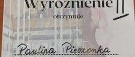 Paulina Pieczonka - wyróżnienie