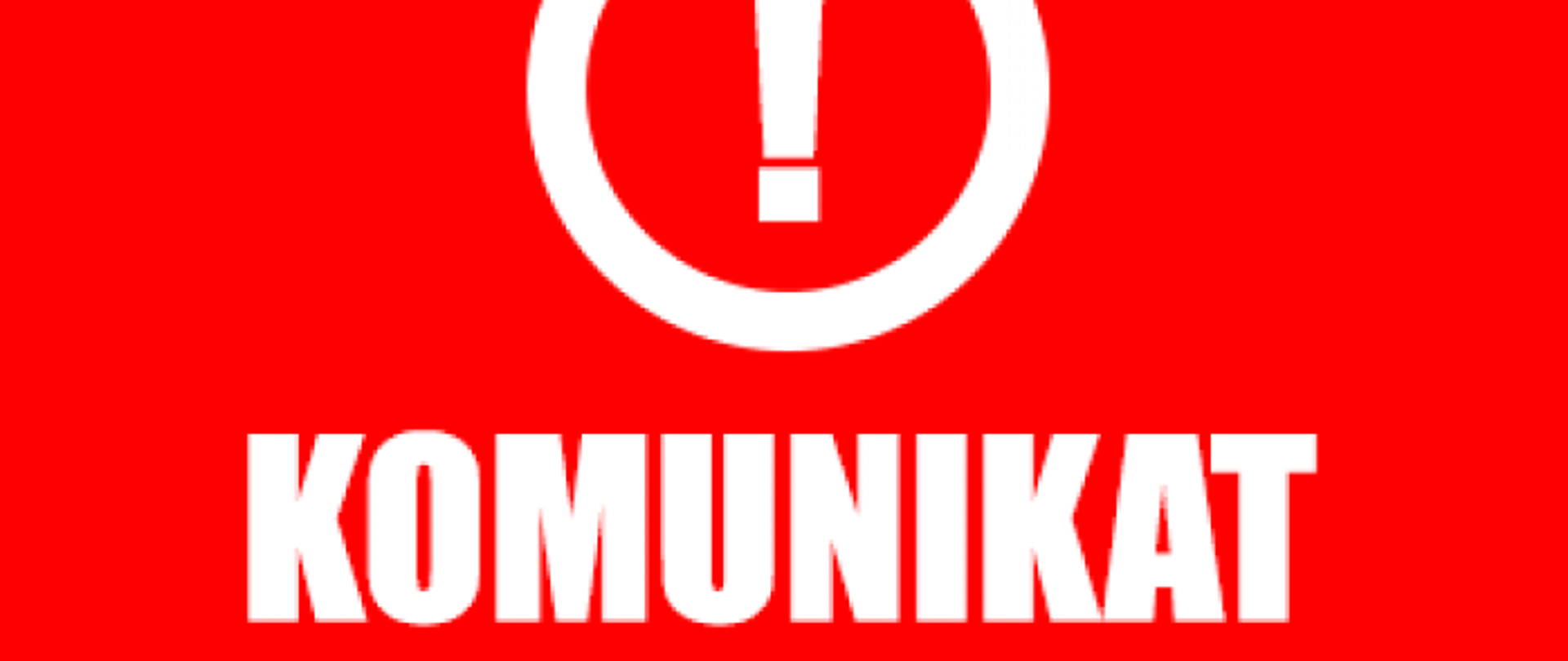 napis komunikat na czerwonym tle