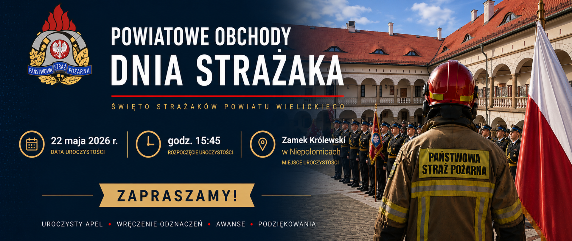 Zaproszenie na uroczysty apel z okazji Powiatowych obchodów Dnia Strażaka