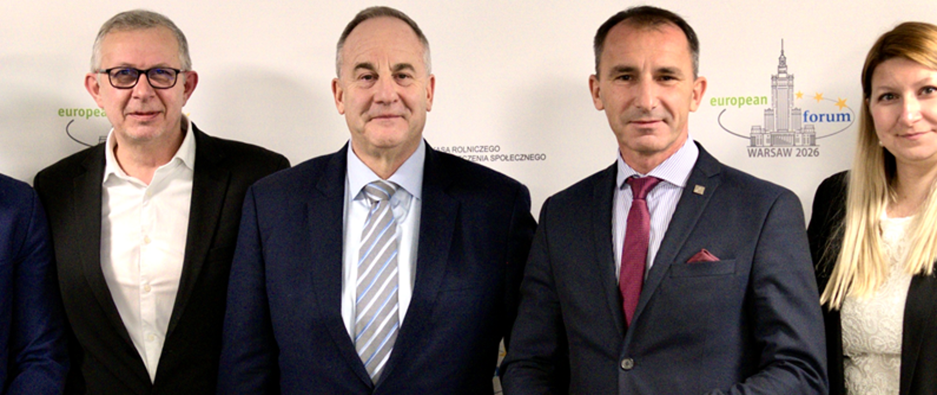 Raphael Haeflinger, Dyrektor EUROGIP; Claude Seywert, Prezes AAA; Tomasz Ślusarczyk, Prezes KRUS; Magdalena Szewczyk, Główny specjalista w Biurze Prezesa, KRUS