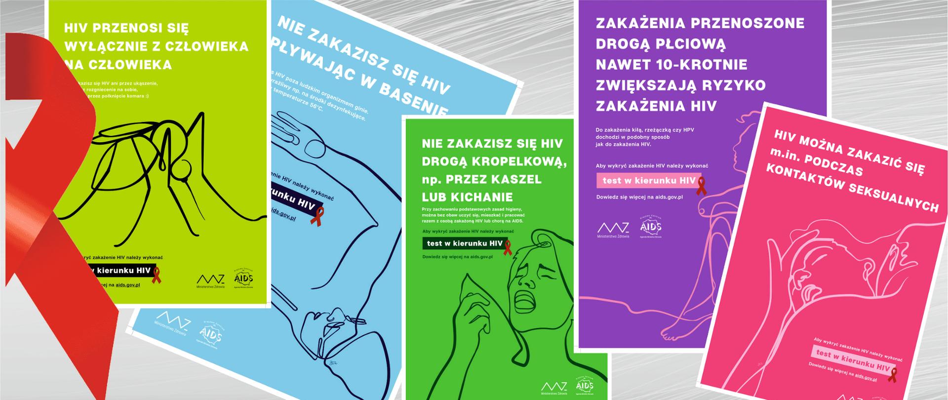Pięć plakatów dot. HIV