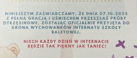 W Internacie przyszedł czas na uroczyste powitanie nowych wychowanków