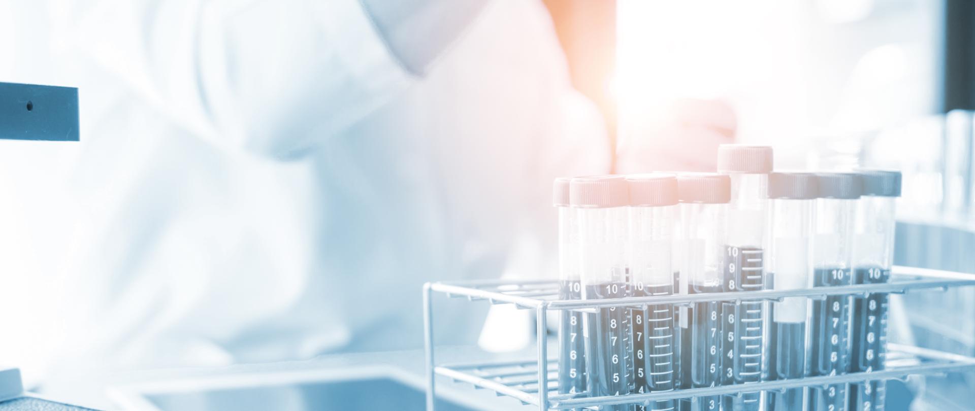 Vacutainer or test tube in lab on table