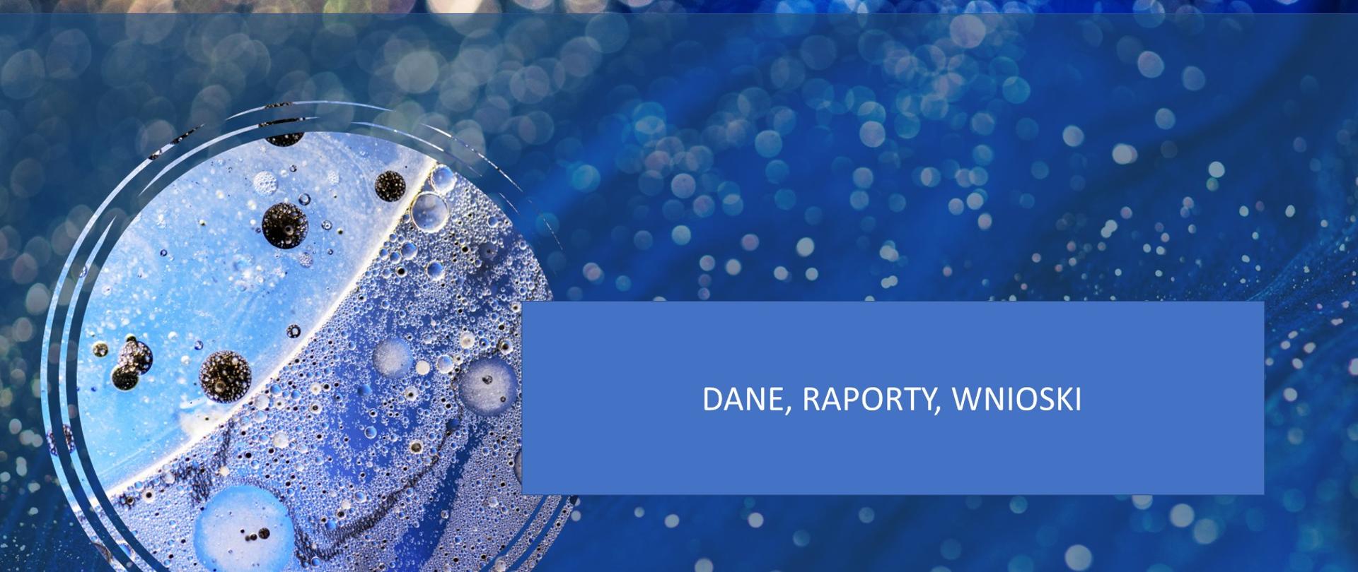Plansza z napisem Dane Raporty Wnioski
