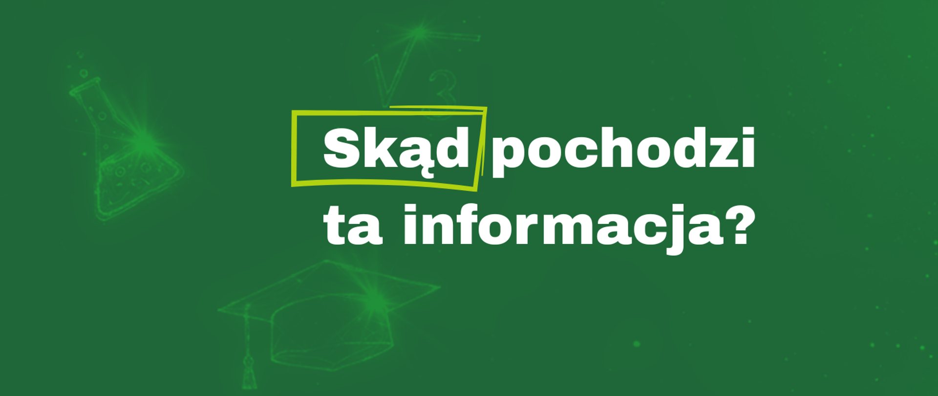 grafika, ikony menzurki w tle, biretu, hasło