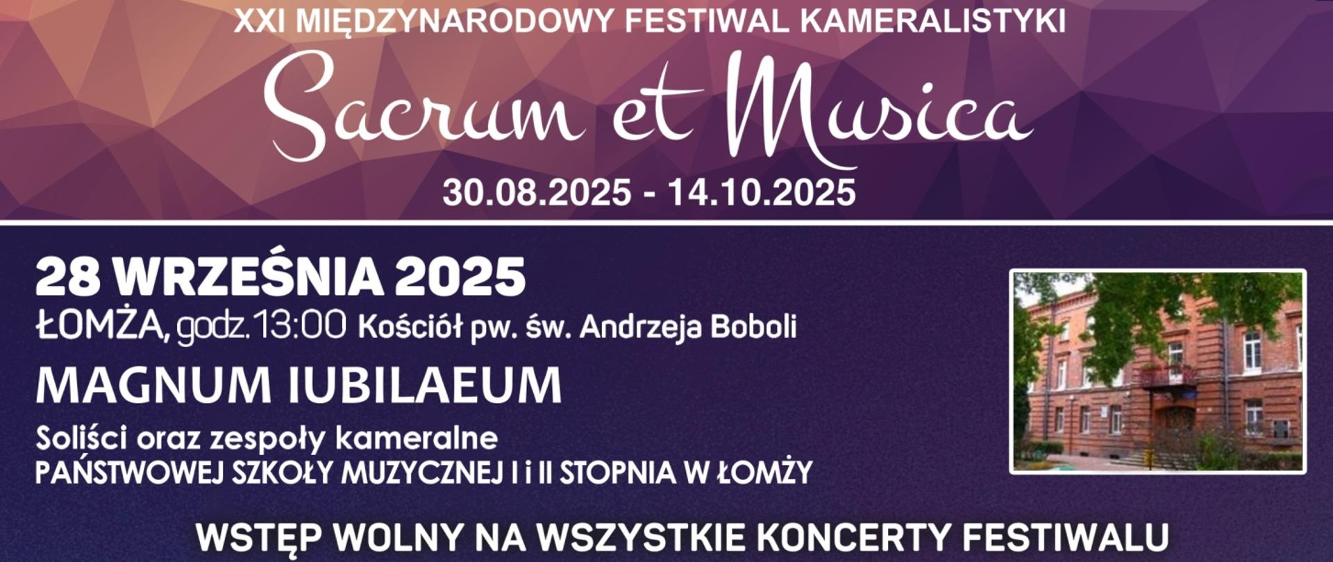 baner - informacje na temat koncertu. Po prawej zdjęcie szkoły muzycznej.