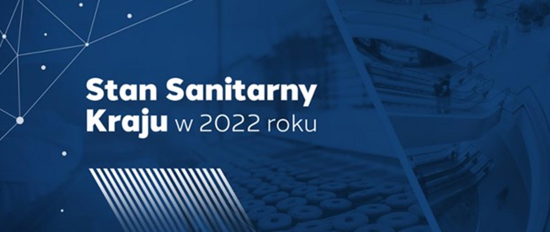 Napis Stan sanitarny kraju w 2022 roku na granatowym tle