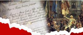 Zdjęcie przedstawiające dokument w szarych barwach po lewej stronie, po prawej fragment obrazu.