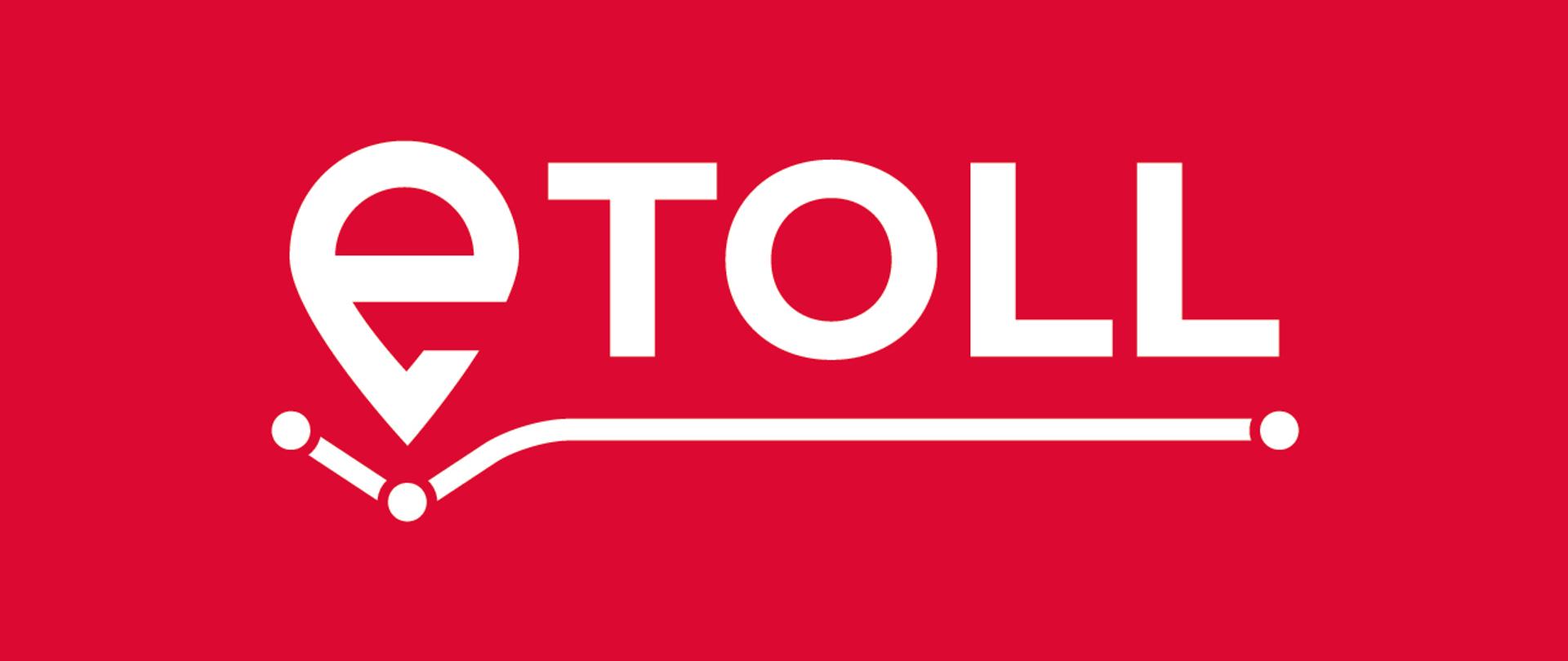 Logo e-TOLL na czerwonym tle