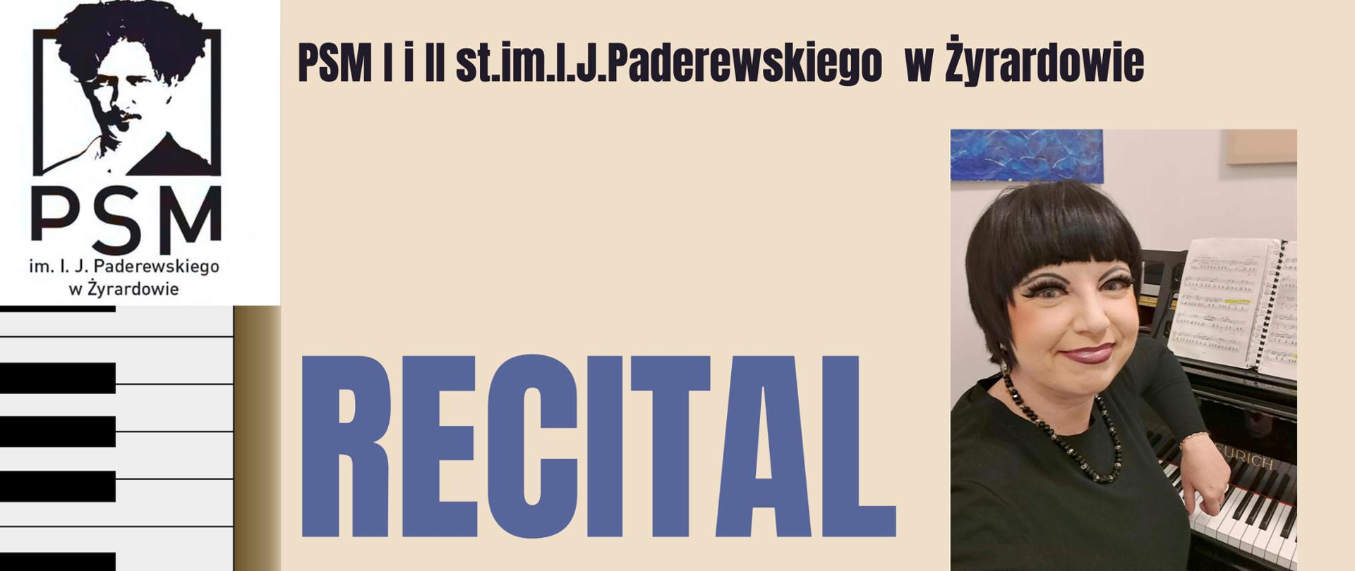 plakat, beżowe tło, po lewej grafika klawiszy fortepianu, po prawej stronie zdjecie D.M. ESKA
napisy grantowe