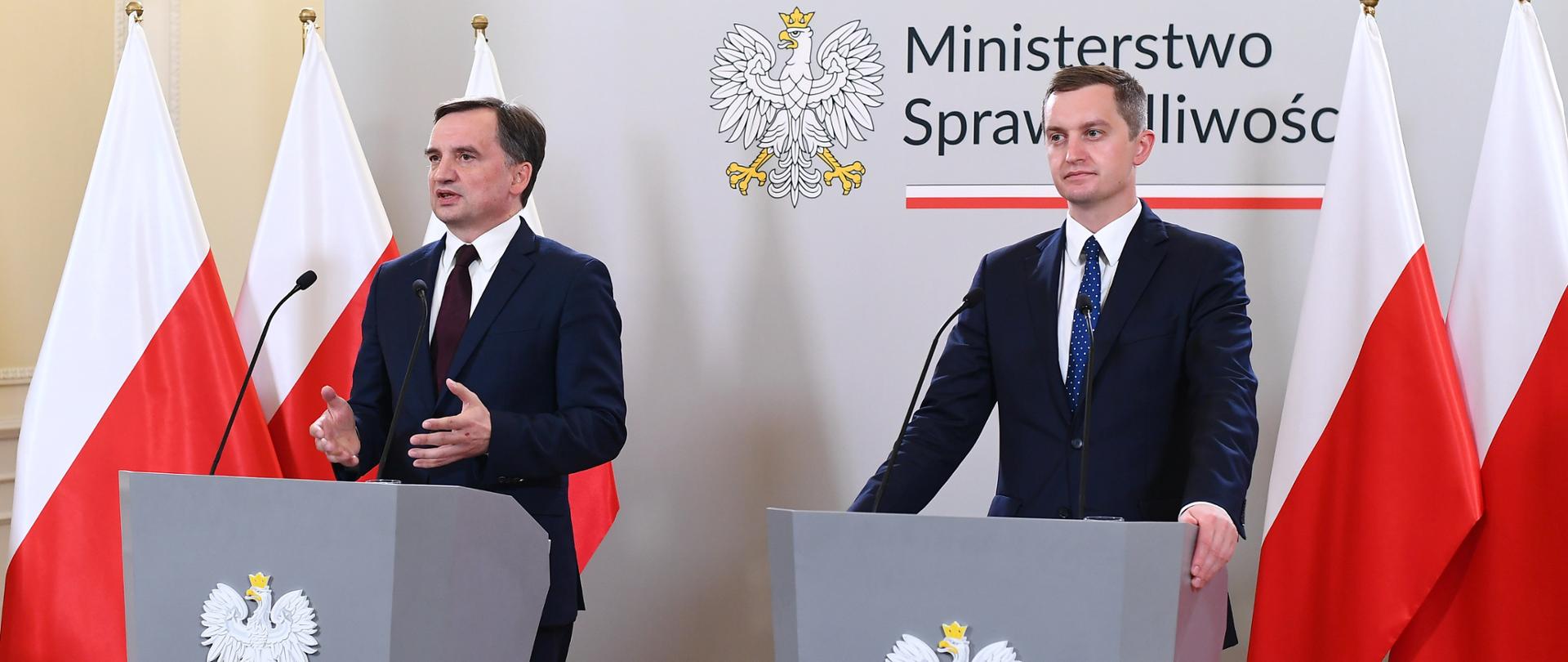 Minister Sprawiedliwości Prokurator Generalny Zbigniew Ziobro na konferencji prasowej w sprawie sędziego Igora Tuleyi. 