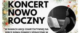 Plakat informacyjny dotyczący Koncertu Noworocznego odbywającego się w dniu 04.01.2024 r. o godz. 18,00.