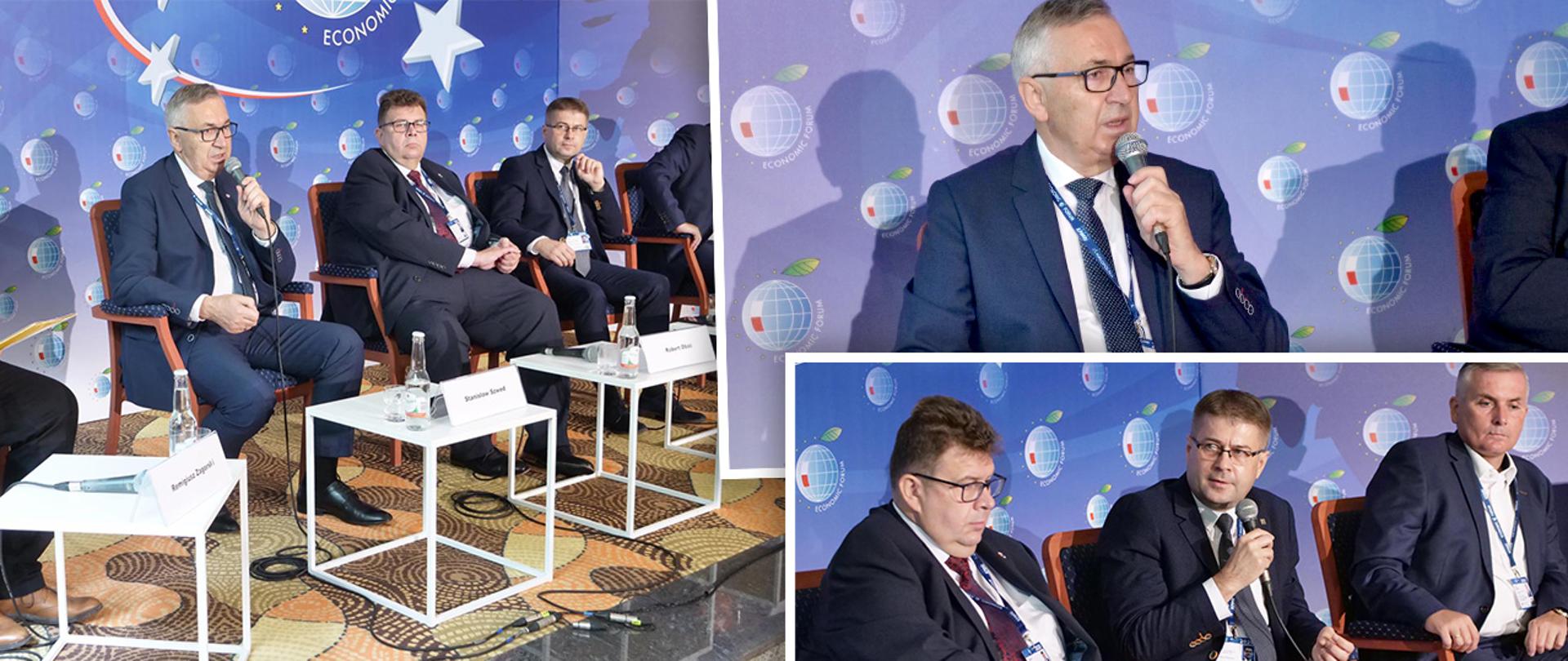 Zdjęcie wiceministra Szweda wśród grupy panelistów. Kolaż