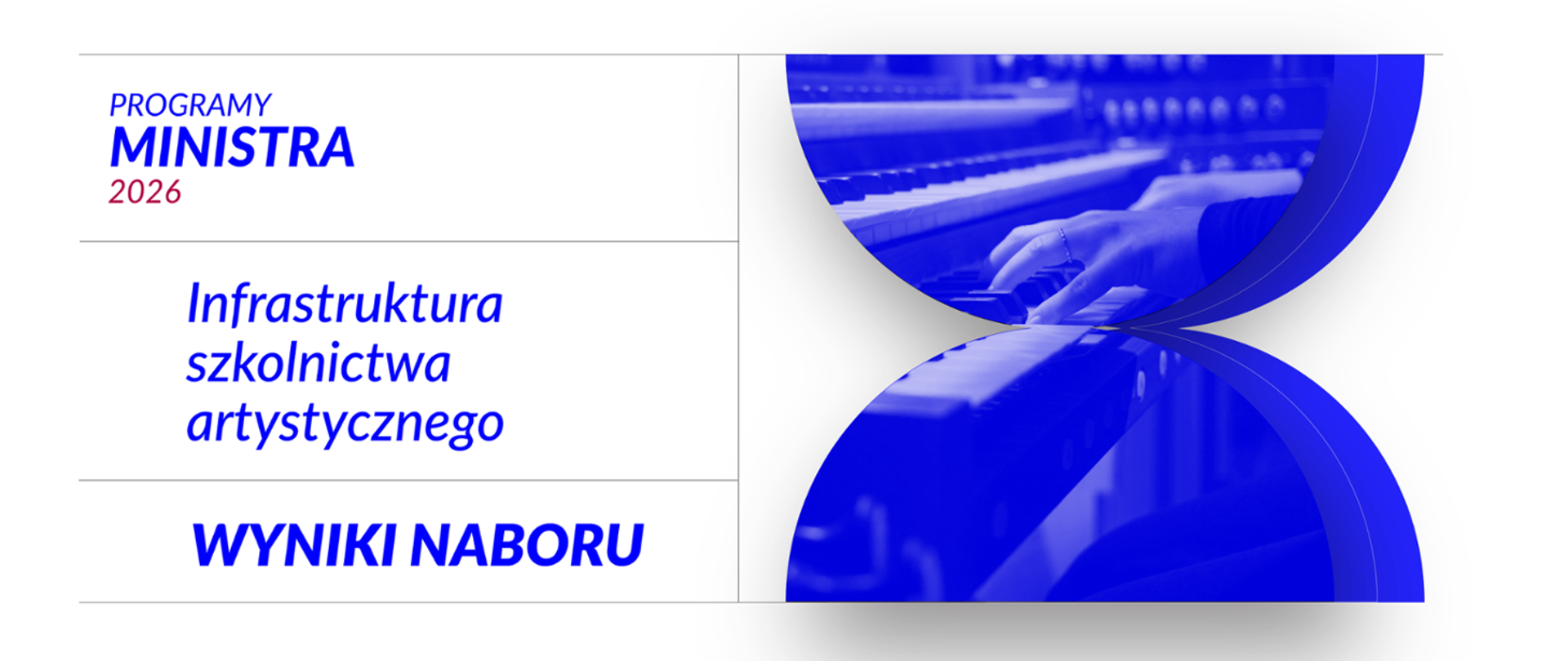 grafika - białe tło niebieskie napisy wyniki naboru infrastruktura szkolnictwa artystycznego wyniki 