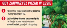 Ulotka informacyjna "Gdy zauważysz pożar w lesie"