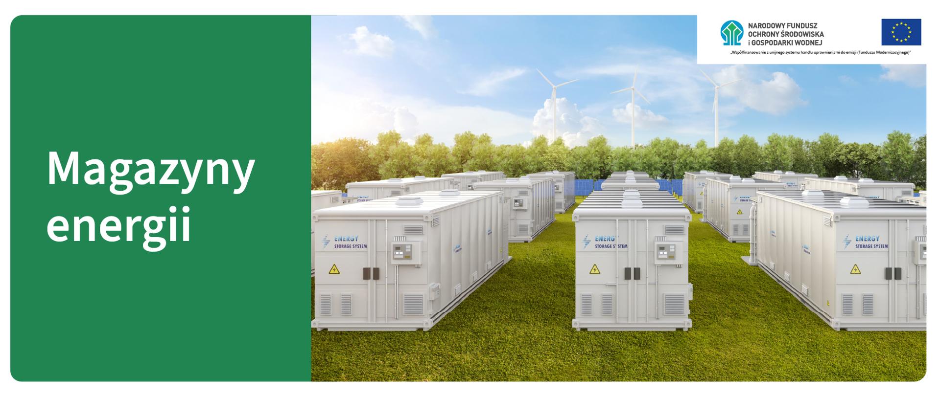 Grafika ilustracyjna do naboru Magazyny energii elektrycznej i związana z nimi infrastruktura dla poprawy stabilności polskiej sieci elektroenergetycznej. 