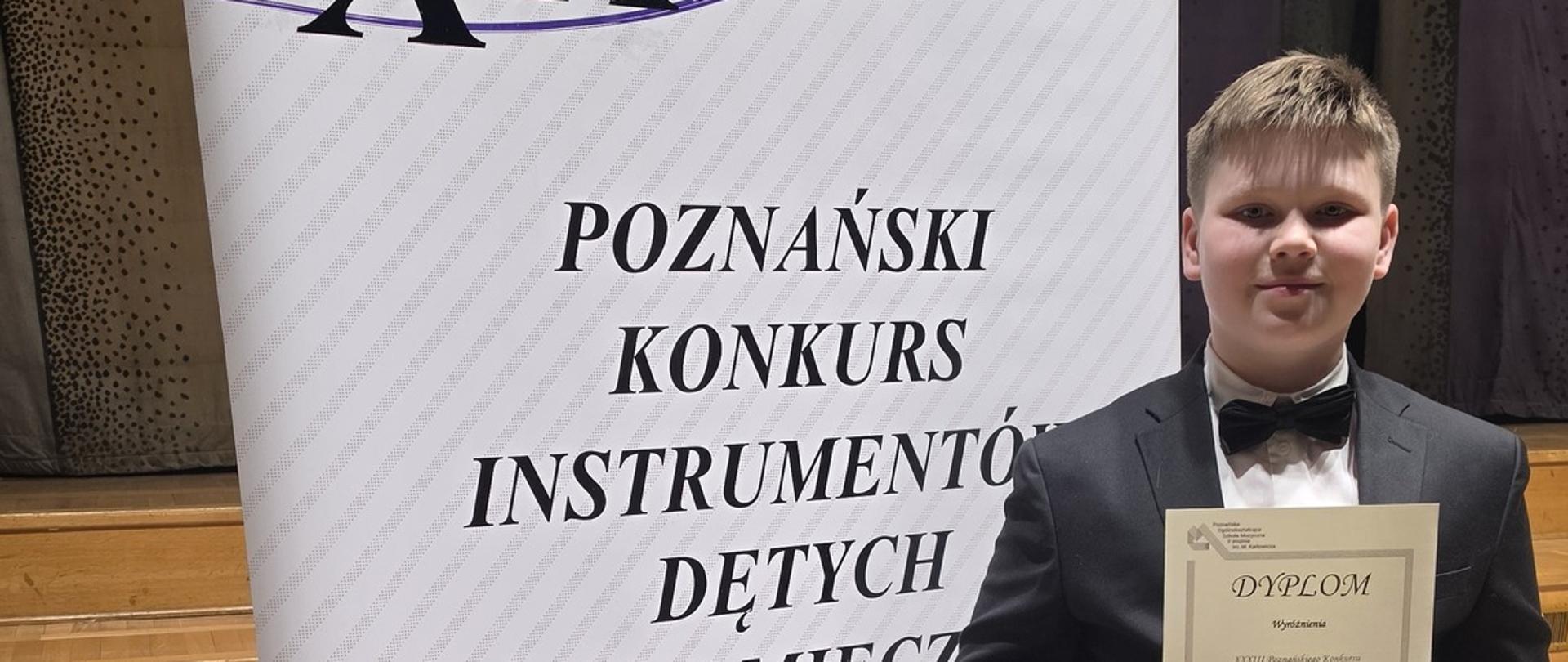 Mateusz z dyplomem wyróżnienia podczas konkursu w POSM w Poznaniu