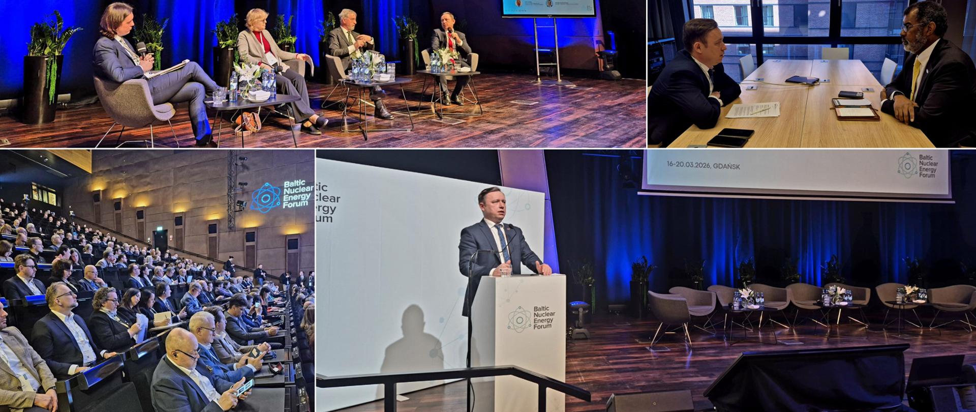 Kolaż zdjęć ukazujących PAA podczas Baltic Nuclear Energy Forum