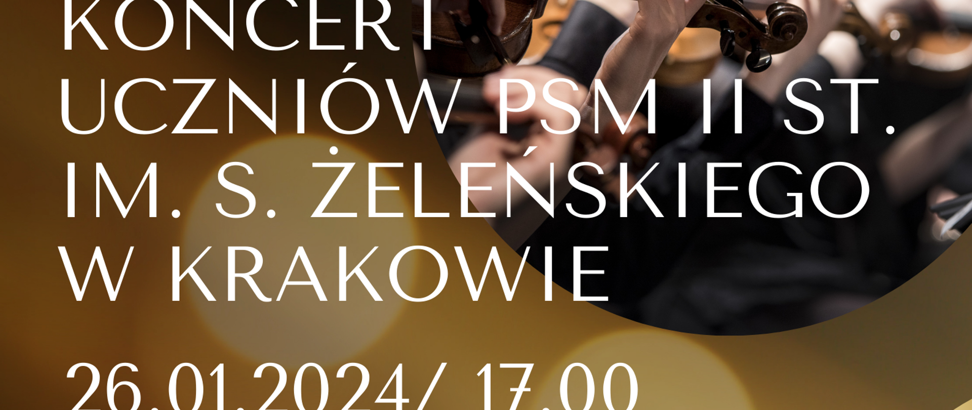 Zapraszamy 26 stycznia 2024 r. o godz. 17.00 do sali koncertowej przy ul. Ułańskiej 7b w Katowicach.
Wystąpią: soliści, kwartet smyczkowy oraz orkiestra symfoniczna pod dyrekcją Stanisława Krawczyńskiego.
W programie utwory m. in.: J. S. Bacha, E. Griega, D. Haddad, K. Weila, G. Pucciniego, C. M. von Webera, M. Mołodyńskiej-Wheeler